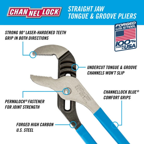 ChannelLock 440 12-inch Straight Jaw Tongue & Groove Pliers