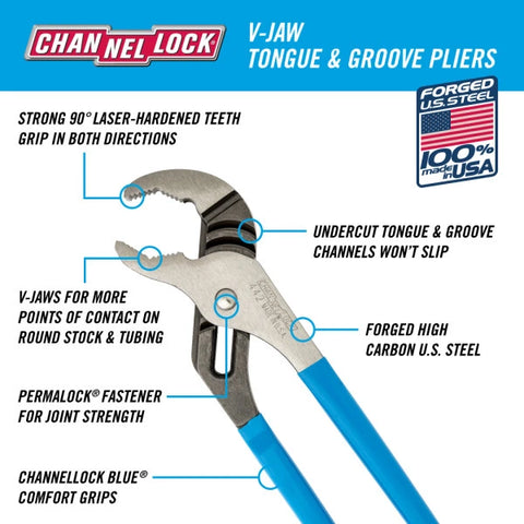 ChannelLock 442 12-inch V-Jaw Tongue & Groove Pliers