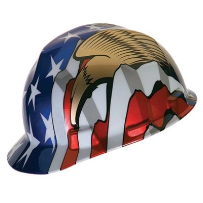 MSA 10052947 American Freedom Series V-Gard Slotted Protective Cap, American Flag w/2 Eagles
