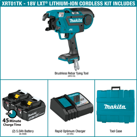 Makita XRT01TK 18V LXT® Lithium‑Ion Brushless Cordless Rebar Tying Tool Kit (5.0Ah)