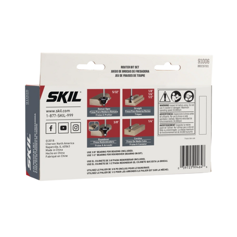 SKIL 91006 6pc Router Bit Set w/ Instructions