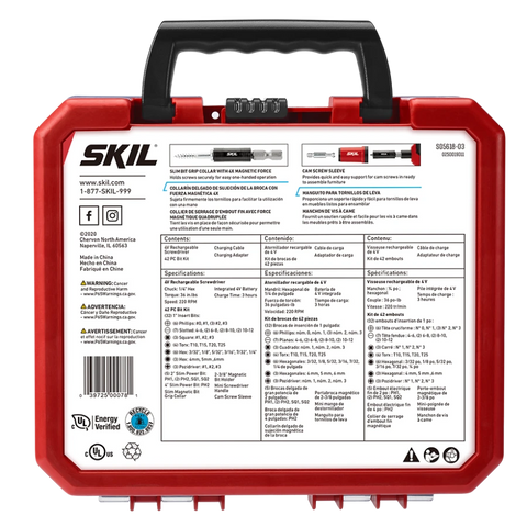 SKIL SD5618-03 Rechargeable Screwdriver w/ 42pc Bit Kit