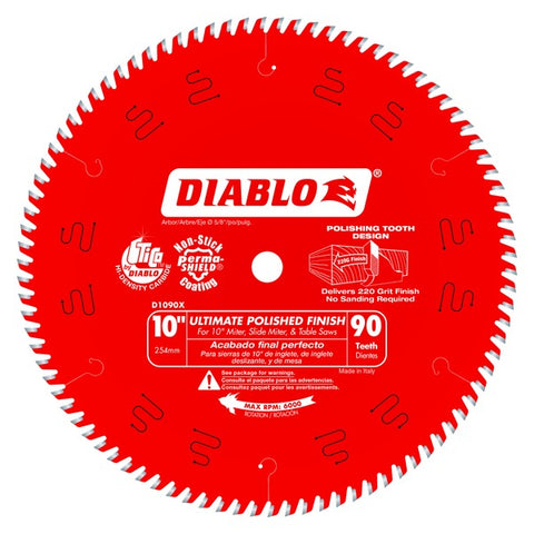 Diablo D1090X 10 in. x 90 Tooth Ultimate Polished Finish Saw Blade