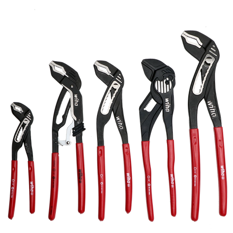 Wiha 34691 5 Piece Classic Grip V-Jaw Tongue and Groove Pliers Tray Set