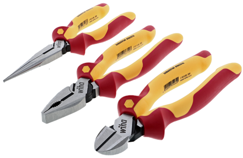Wiha 32981 3 Piece Insulated Industrial Pliers-Cutters Set