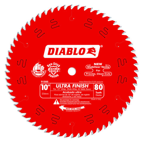 Diablo 008925020493 10 in. x 80 Tooth Carbide Circular Saw Blade