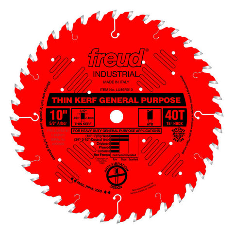 Freud 008925035114 10" x 40T Thin Kerf General Purpose Blade