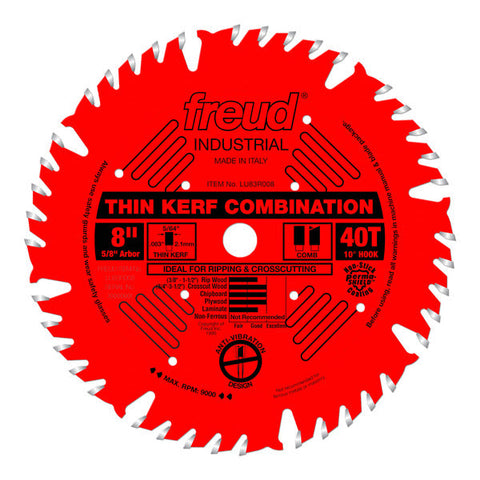 Freud 008925035220 8" x 40T Thin Kerf Combination Blade