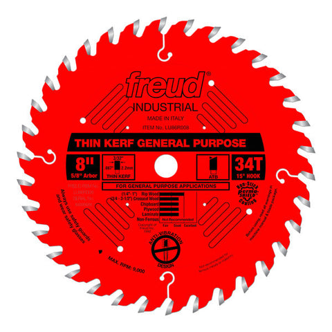 Freud 008925035268 8" x 34T Thin Kerf General Purpose Blade