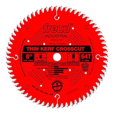 Freud 008925037934 8" x 64T Thin Kerf Ultimate Cut-Off Blade