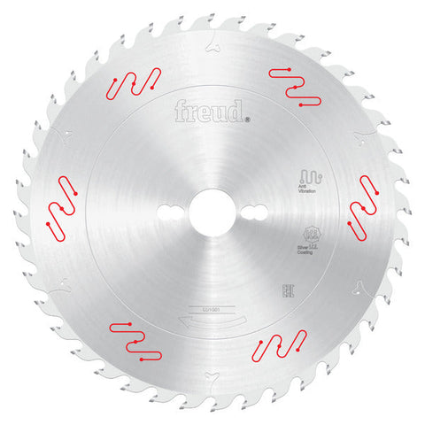 Freud 008925050766 250mm x 40T Carbide Tipped Blade for Ripping & Crosscutting, Rounded tooth on the side.