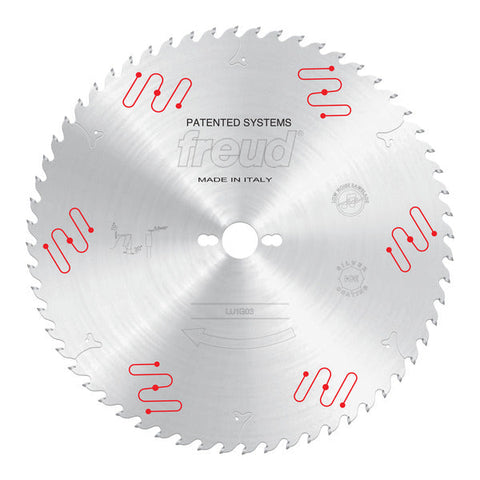 Freud 008925050780 350mm x 60T Carbide Tipped Blade for Ripping & Crosscutting, Rounded tooth on the side.