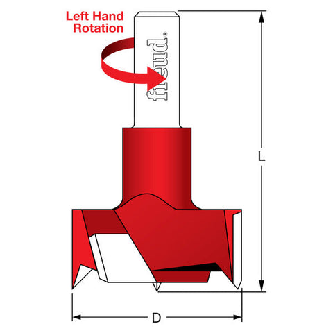Freud 008925055730 32 mm (Dia.) Cylinder (Hinge) Bit with Left Hand Rotation 57.5mm overall length