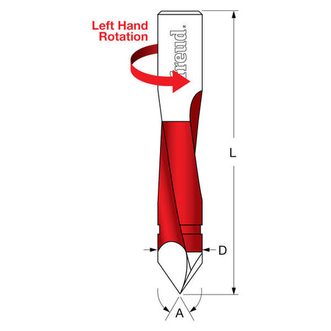 Freud 008925056140 4 mm (Dia.) Through Hole Bit with Left Hand Rotation 57.5mm overall length