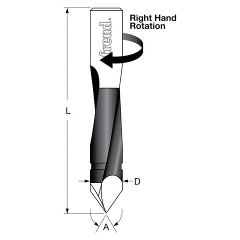 Freud 008925056171 5 mm (Dia.) Through Hole Bit with Right Hand Rotation 57.5mm overall length