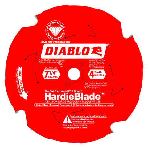 Diablo 008925067825 7-1/4 in. x 4 Tooth Polycrystalline Diamond-Tipped Hardie Circular Saw Blade
