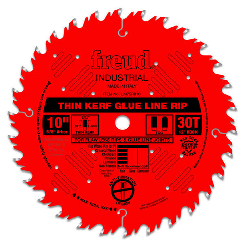 Freud 008925080763 10" x 30T Industrial Thin Kerf Glue Line Ripping Blade
