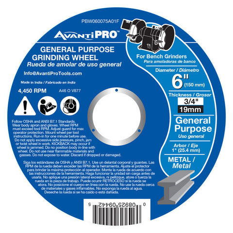AvantiPRO 008925094425 AvantiPro 6x3/4x1in Ao Bench Grndg Whl