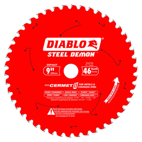 Diablo 008925135456 9 in. x 46 Tooth Steel Demon Metal Cutting Saw Blade for 3600 Max. RPM Saw