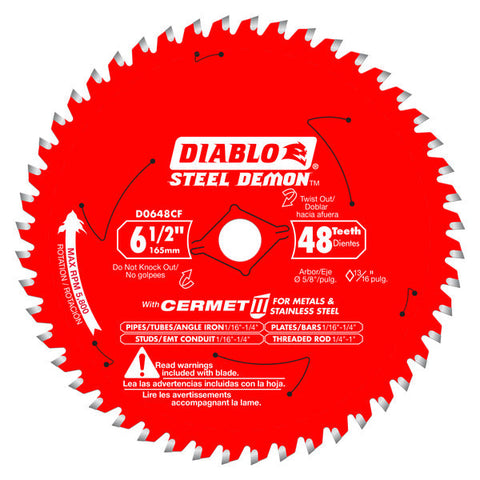 Diablo 008925159506 6-1/2 in. 48-Tooth Cermet II Saw Blade for Mild & Stainless Steels