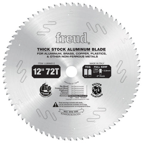 Freud 008925301011 12" x 72T Thick Stock Aluminum Metal Blade