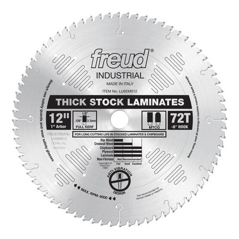 Freud 008925301080 12" x 72T Thick-Stock Laminate Blade