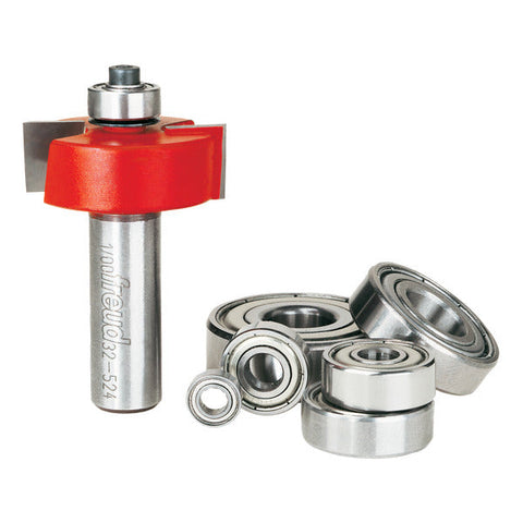 Freud 008925385097 Flush, 1/8",1/4",5/16",3/8",7/16",1/2" Depth Rabbeting Bit Set with interchangeable bearings,, 1/2" shank, 2-1/4" overall length