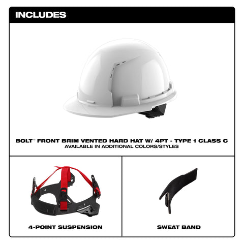 Milwaukee 48-73-1212 BOLT Front Brim Vented Hard Hat - Orange