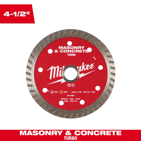Milwaukee 49-93-9404 4.5" Standard Turbo Masonry & Concrete Diamond Blade