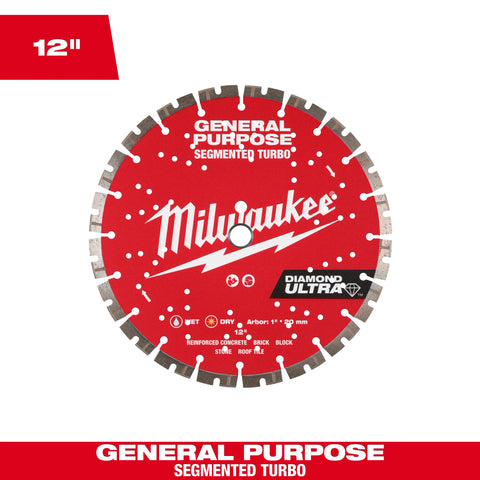 Milwaukee 49-93-7535 12" Diamond Ultra™ Segmented Turbo General Purpose Diamond Blade