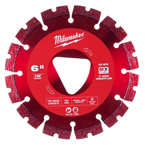 Milwaukee 49-93-7263 Red 6” x .100” Diamond Blade for Green Concrete