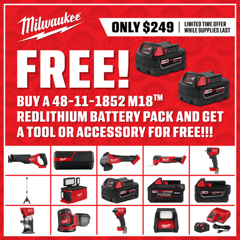 Milwaukee 48-11-1852 M18™ REDLITHIUM™ XC 5.0Ah Extended Capacity Battery Pack (2 Piece) + Free Item