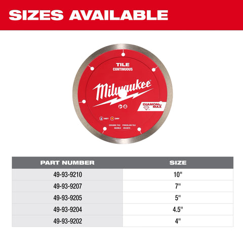 Milwaukee 49-93-9207 7" Diamond Max™ Continuous Diamond Tile Blade
