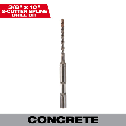 Milwaukee 48-20-4037 Spline Bit 2-Cutter 3/8" x 10"