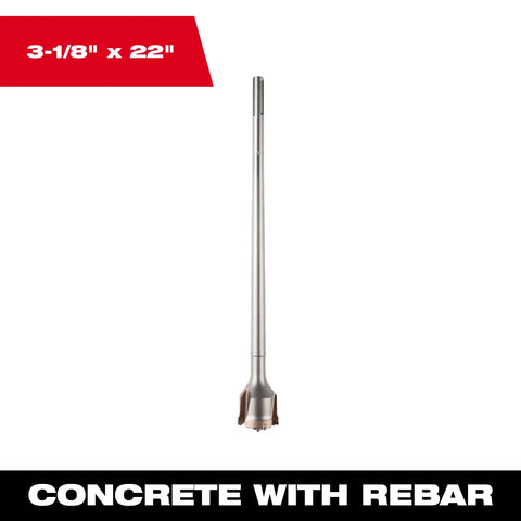 Milwaukee 48-20-5324 3-1/8" X 22" One Piece SDS-MAX Tunnel Bit