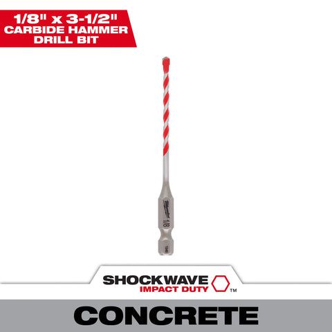 Milwaukee 48-20-9000 1/8" x 2" x 3-1/2" SHOCKWAVE™ Carbide Hammer Drill Bit