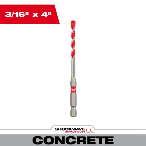 Milwaukee 48-20-9005 3/16" x 2" x 4" SHOCKWAVE™ Carbide Hammer Drill Bit