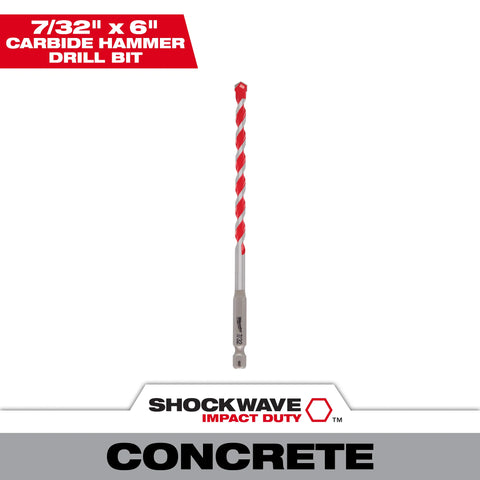 Milwaukee 48-20-9009 7/32" x 4" x 6" SHOCKWAVE™ Carbide Hammer Drill Bit