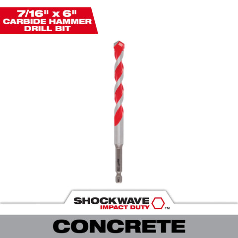 Milwaukee 48-20-9025 7/16" x 4" x 6" SHOCKWAVE™ Carbide Hammer Drill Bit