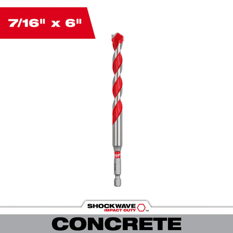 Milwaukee 48-20-9025 7/16" x 4" x 6" SHOCKWAVE™ Carbide Hammer Drill Bit