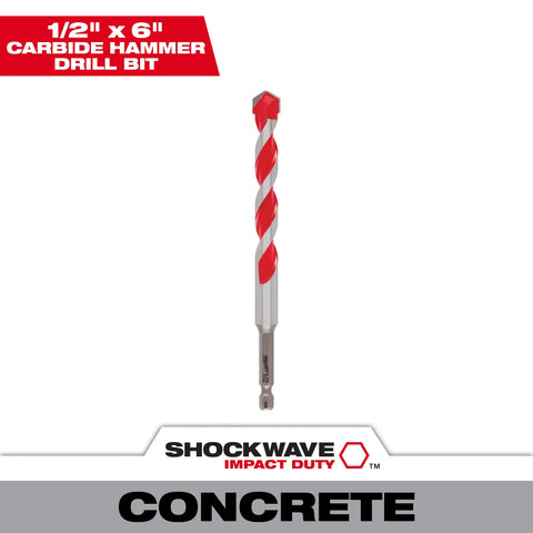 Milwaukee 48-20-9030 1/2" x 4" x 6" SHOCKWAVE™ Carbide Hammer Drill Bit
