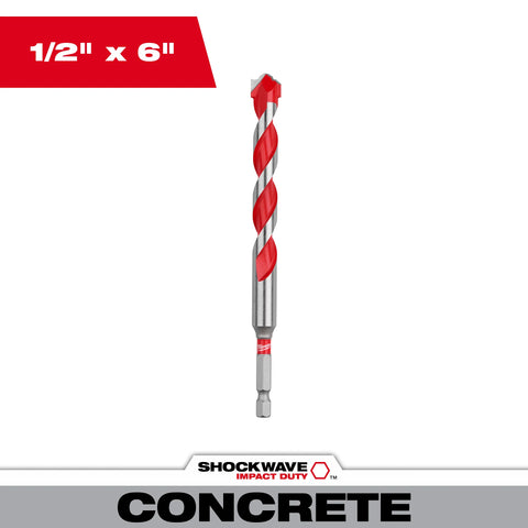 Milwaukee 48-20-9030 1/2" x 4" x 6" SHOCKWAVE™ Carbide Hammer Drill Bit