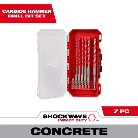 Milwaukee 48-20-9057 7pc. Large SHOCKWAVE™ Carbide Hammer Drill Bit Kit