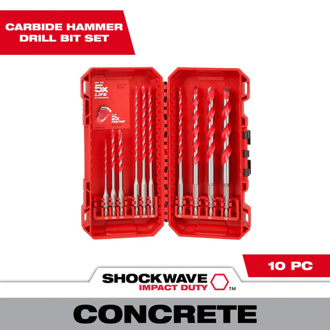 Milwaukee 48-20-9058 10pc Hammer Drill Bit Set