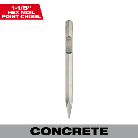 Milwaukee 48-62-4001 1-1/8" Hex 16" Moil Point Chisel