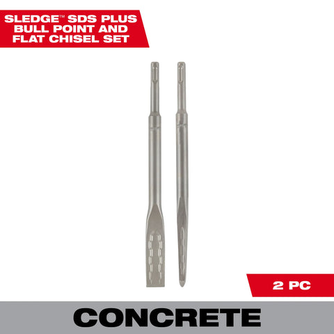 Milwaukee 48-62-6080 SDS Plus SLEDGE™ Bull Point & Flat Chisel (2 PK)