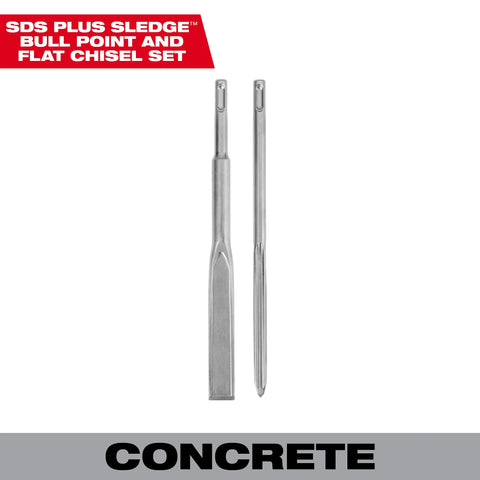 Milwaukee 48-62-6080 SDS Plus SLEDGE™ Bull Point & Flat Chisel (2 PK)