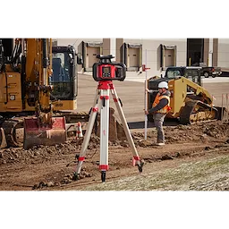 Milwaukee 3704-21T M18™ Red Exterior Dual Slope Rotary Laser Level Kit w/ Receiver, Remote, Grade Rod & Tripod