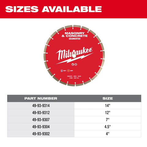 Milwaukee 49-93-9307 7" Standard Segmented Masonry & Concrete Diamond Blade
