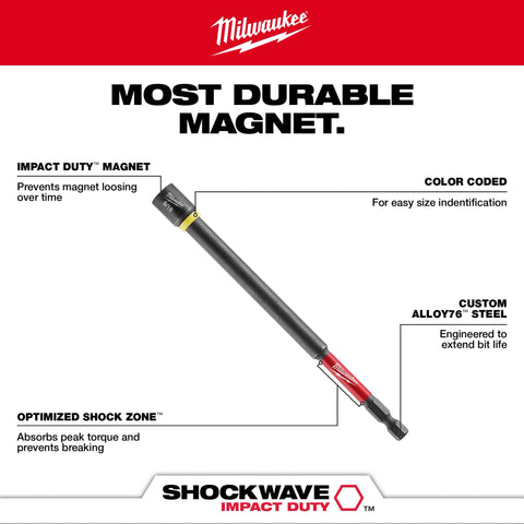 Milwaukee 49-66-4567 6PC 6" MAGNETIC NUT DR SET